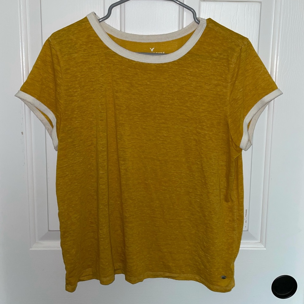 American Eagle Yellow Ringer Tee Size XL